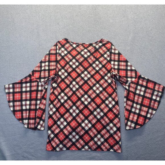 Chances‎ R Women’s Size Large Bell Sleeve Top Blouse Red Black - Picture 2 of 9